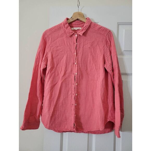 Xirena cotton gauze button down shirt L Pink - Picture 1 of 8